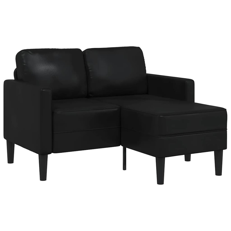 Sofá 2 plazas con chaise longue en forma de L negro 125
