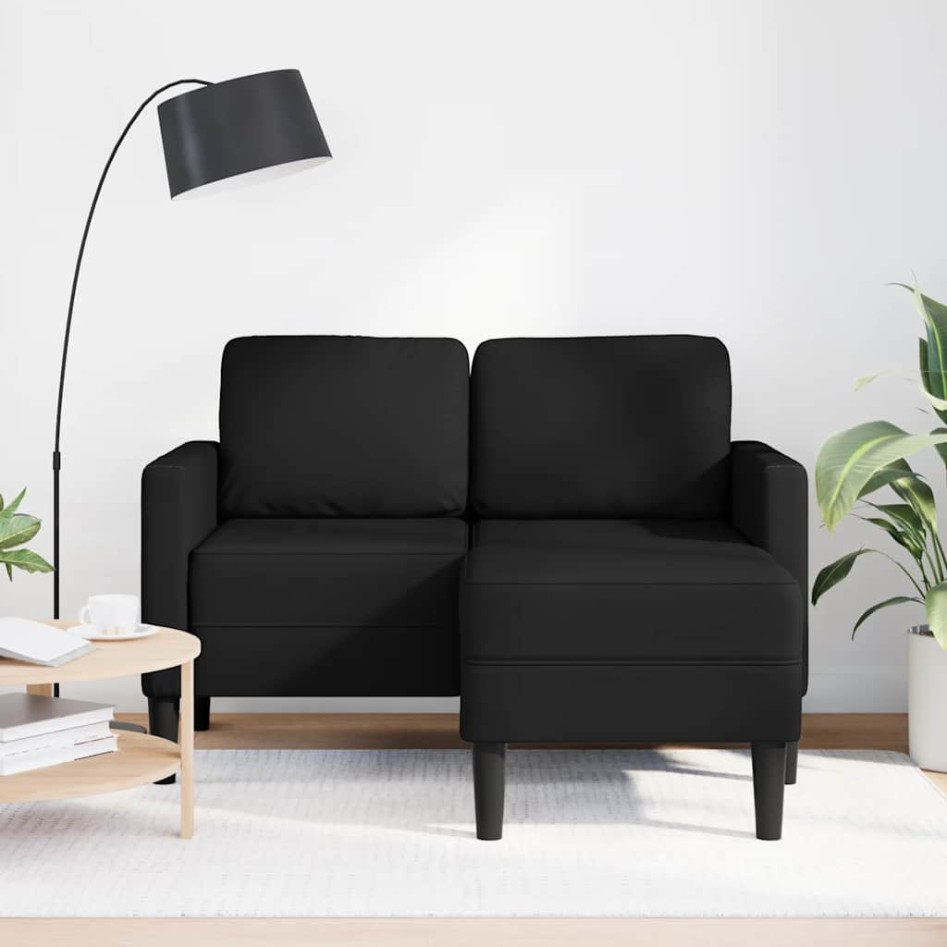 Sofá 2 plazas con chaise longue en forma de L negro 125