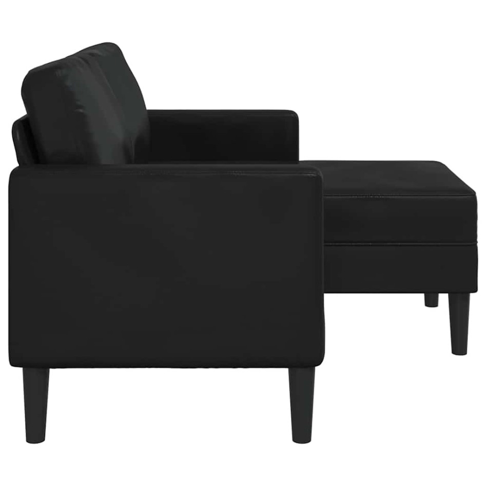 Sofá 2 plazas con chaise longue en forma de L negro 125