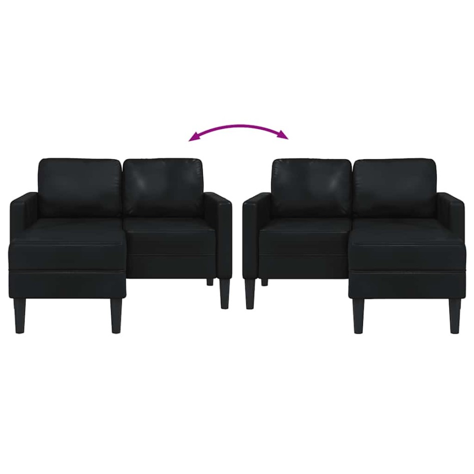 Sofá 2 plazas con chaise longue en forma de L negro 125