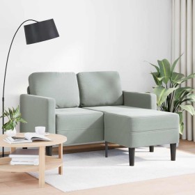 Sofá de 2 plazas con chaise longue en forma L gris claro 125