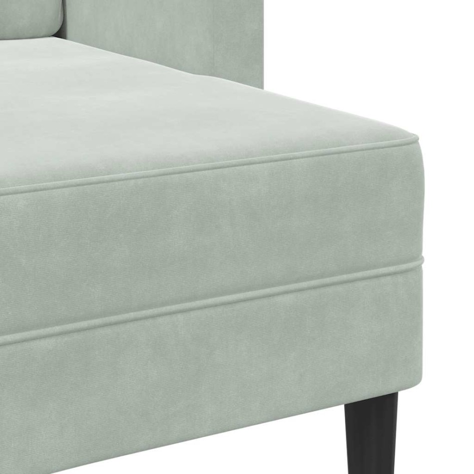 Sofá de 2 plazas con chaise longue en forma L gris claro 125
