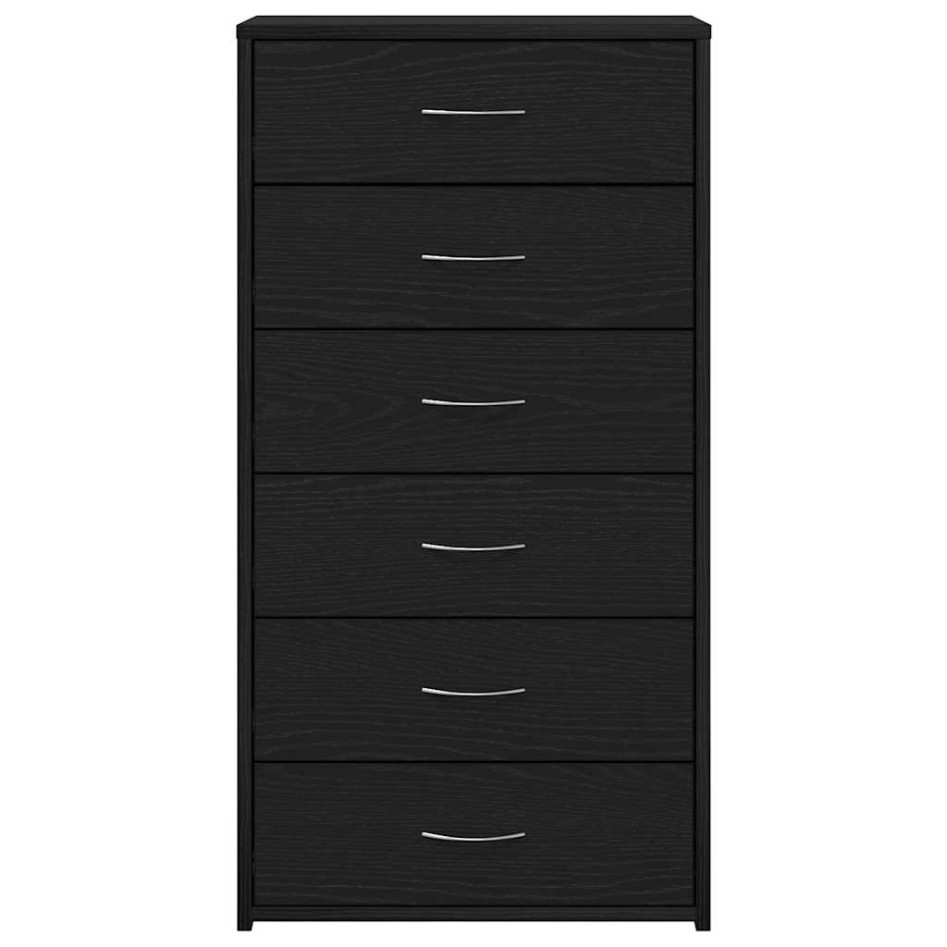 Aparador con 6 cajones roble negro 50x34x96cm madera