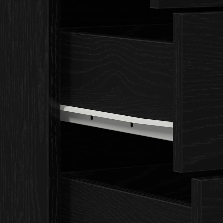 Aparador con 6 cajones roble negro 50x34x96cm madera