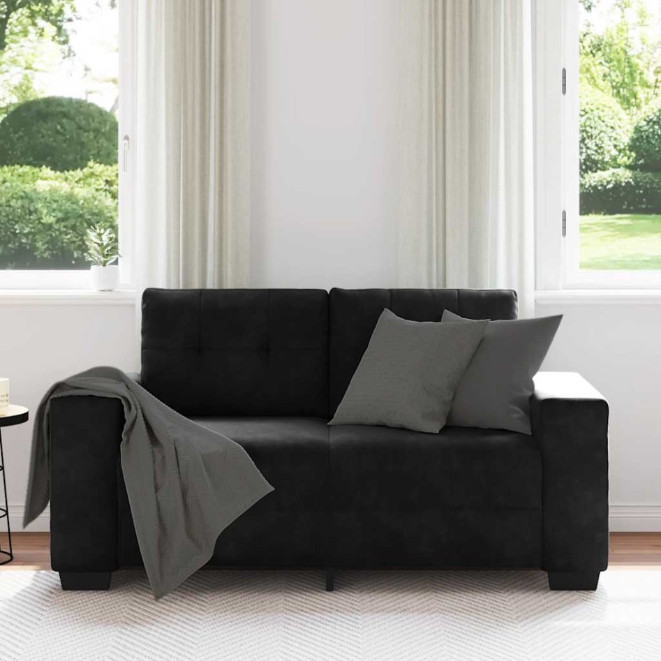 Sofá Loveseat Terciopelo Negro 120