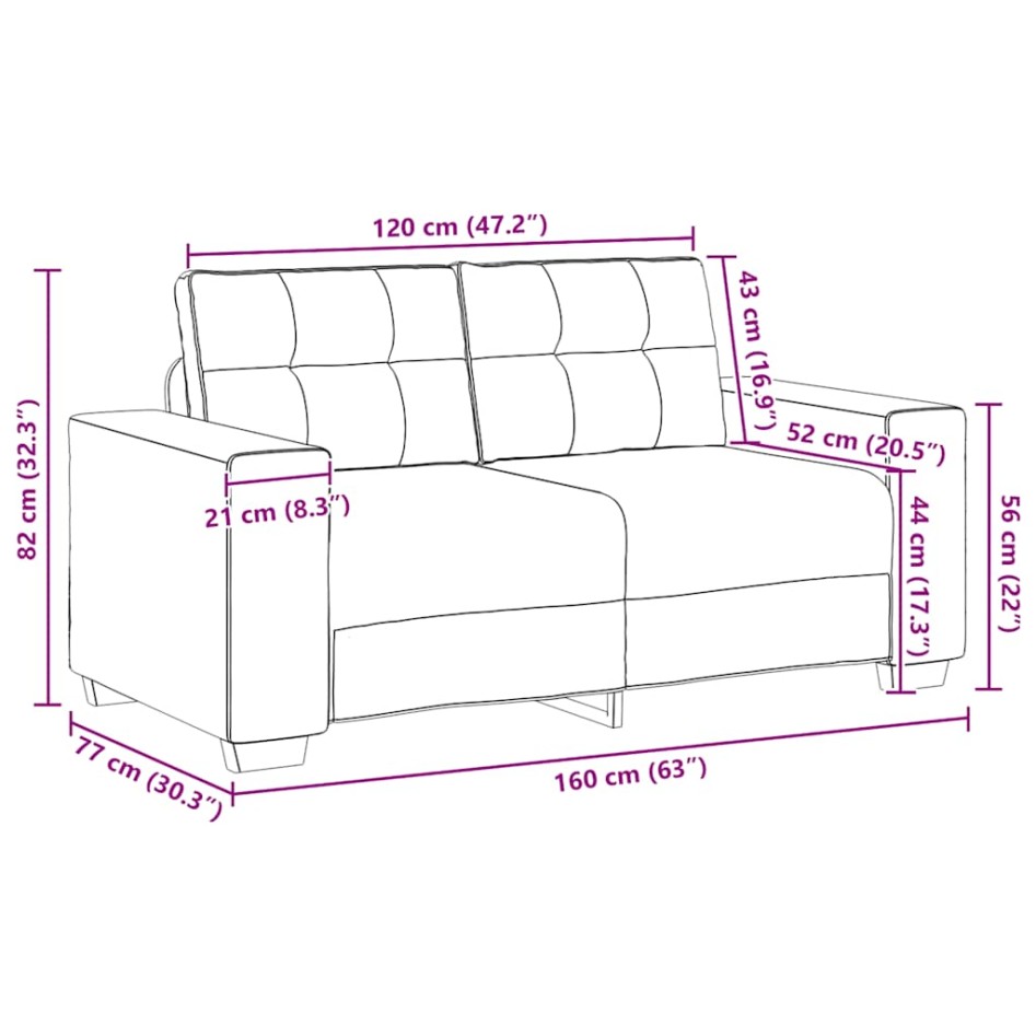 Sofá Loveseat Terciopelo Negro 120