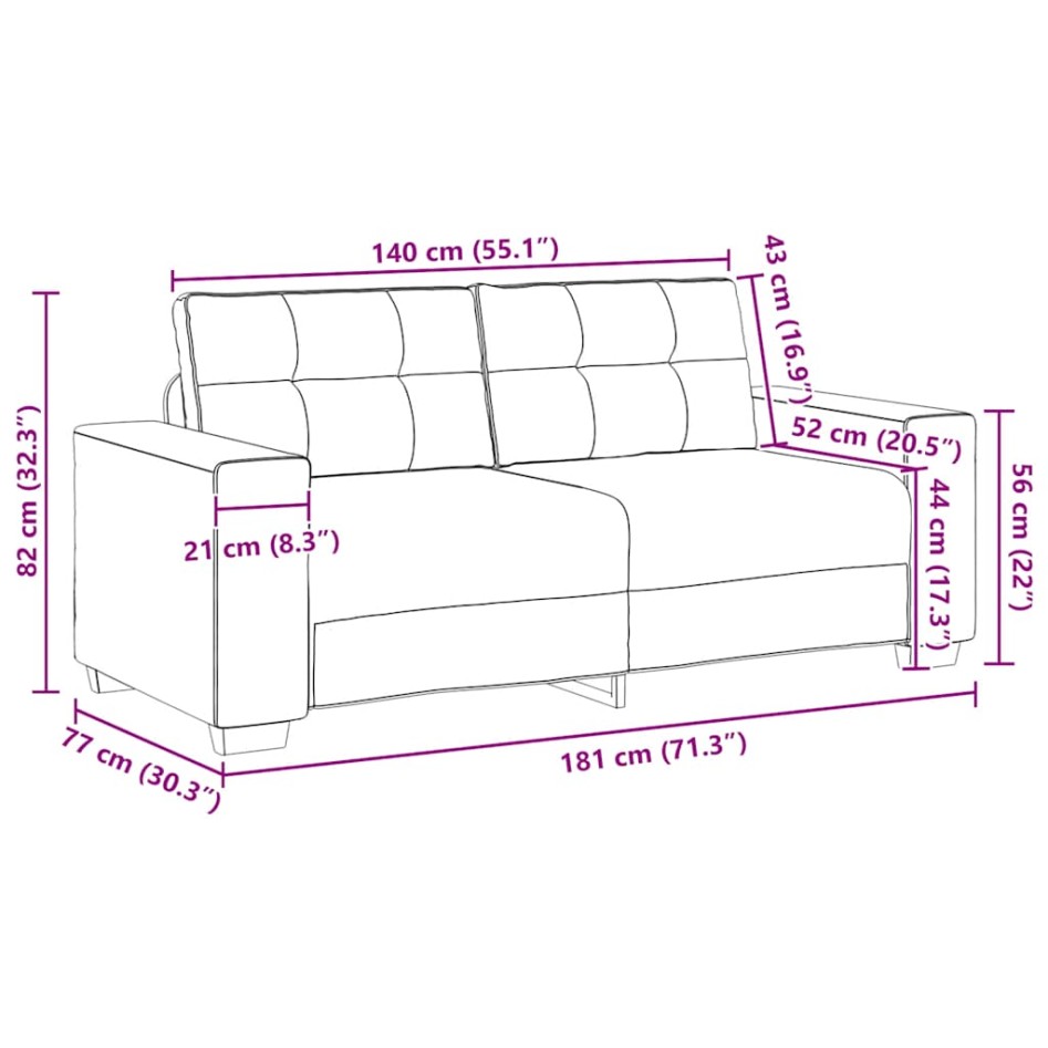 Sofá Loveseat gris claro 140 cm de