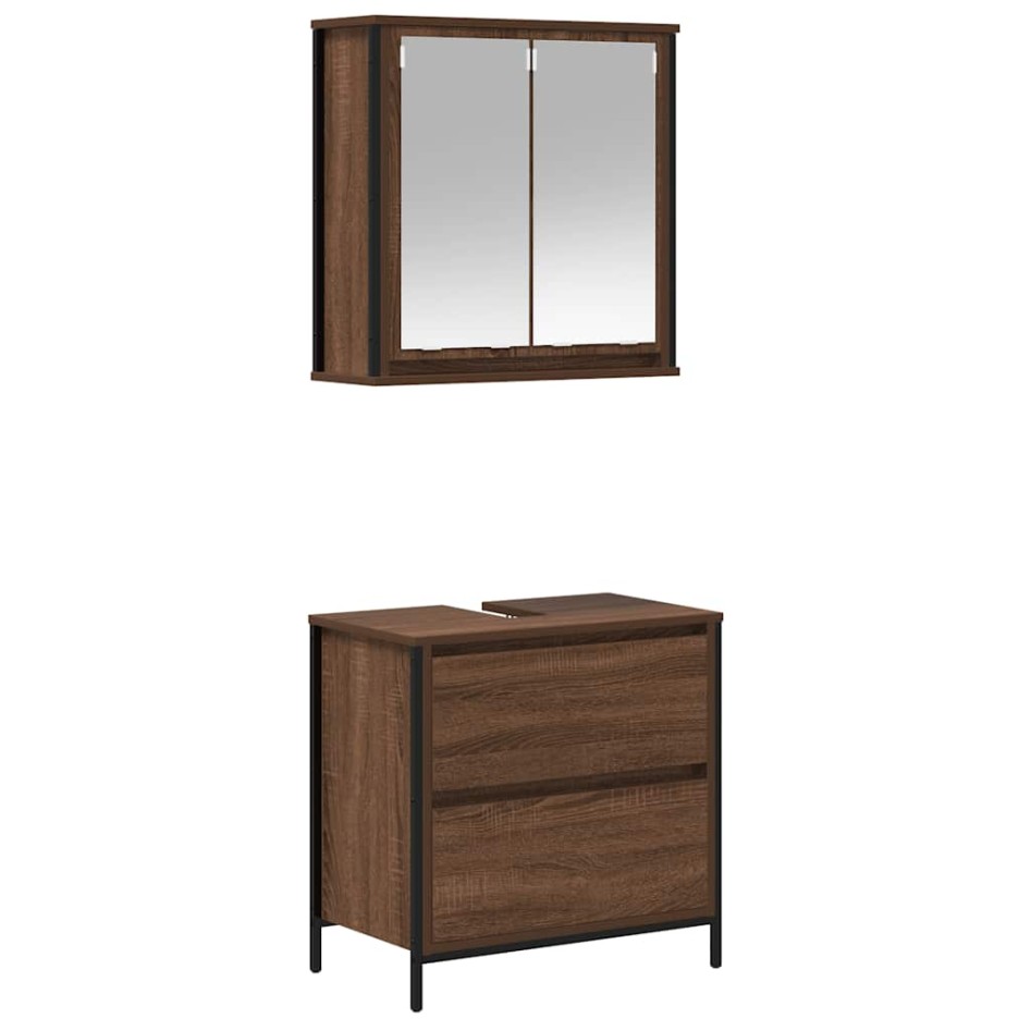 Set de muebles baño 2 pzas madera contrachapada marrón