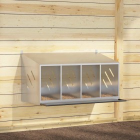 Nido para gallinas con 4 compartimentos plateado