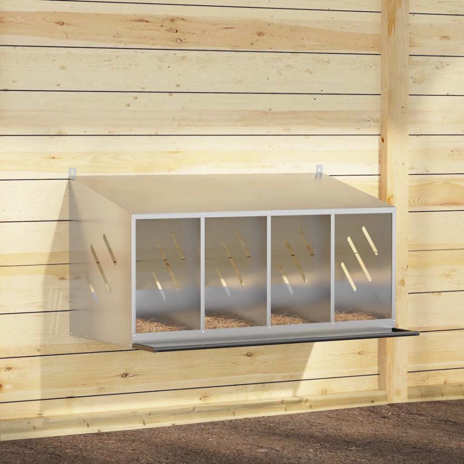 Nido para gallinas con 4 compartimentos plateado