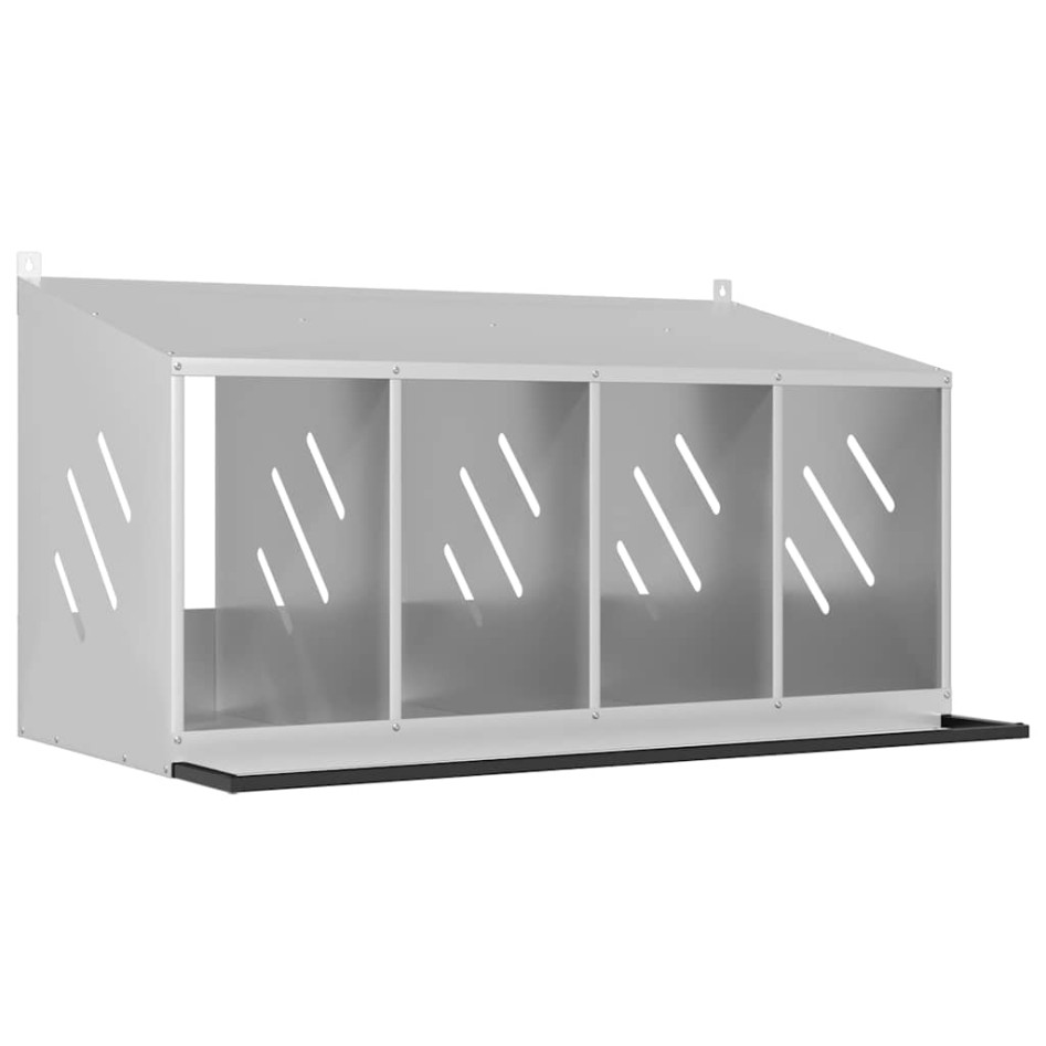 Nido para gallinas con 4 compartimentos plateado