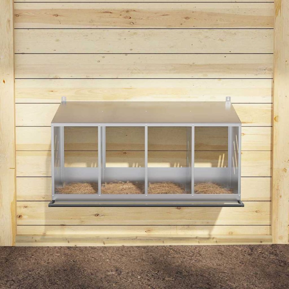 Nido para gallinas con 4 compartimentos plateado