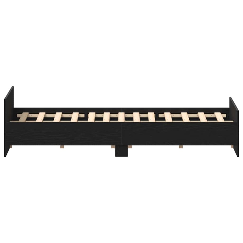 Estructura de cama sin colchón roble negro 135x190