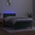 Cama box spring colchón y LED terciopelo verde oscuro 90x200