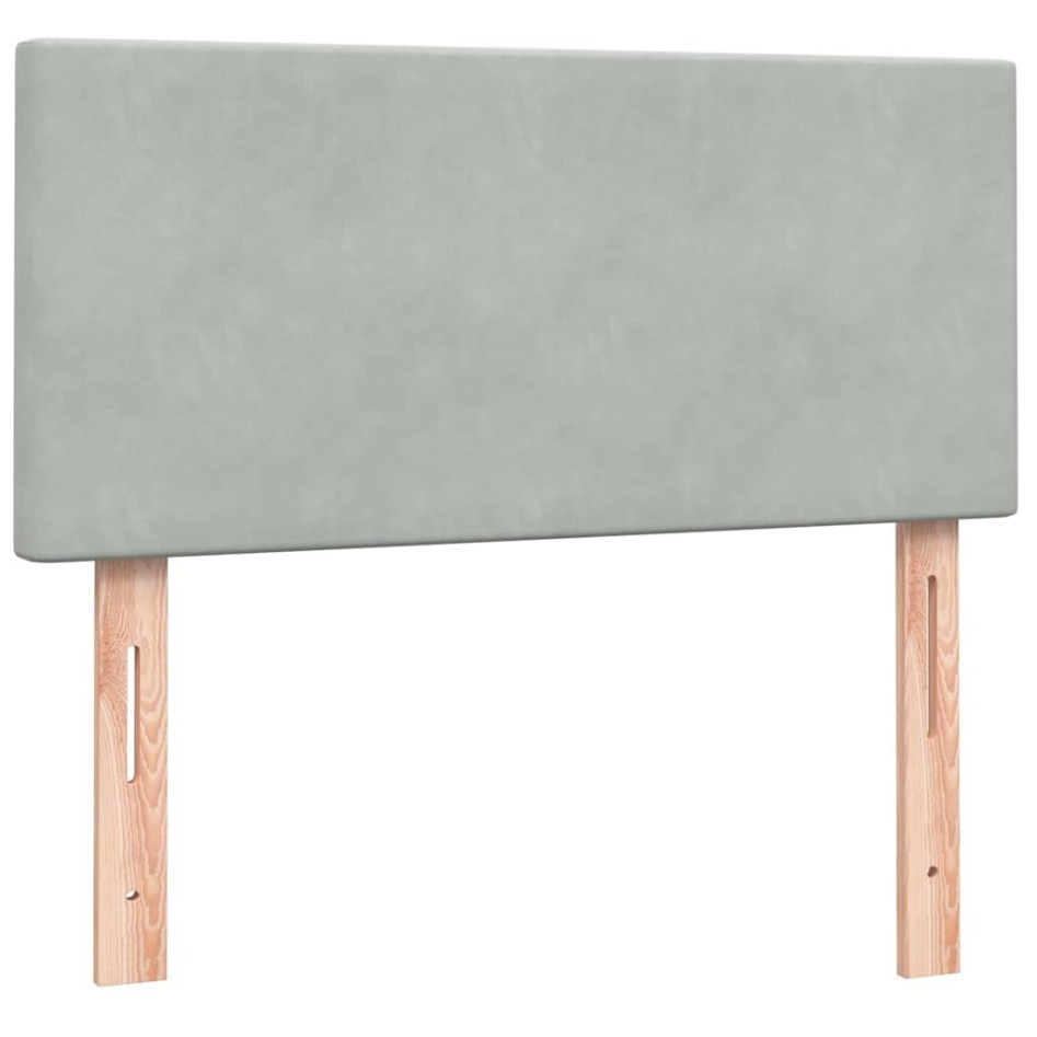 Cama box spring con colchón terciopelo gris claro 80x220