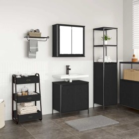 Juego de muebles de baño 2 pzas roble negro Madera
