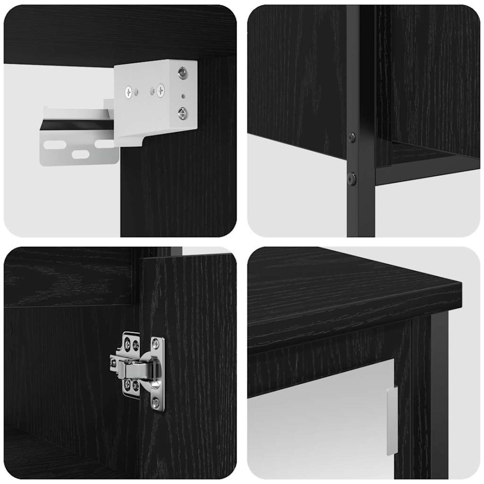 Juego de muebles de baño 2 pzas roble negro Madera