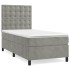 Cama box spring colchón y LED terciopelo gris claro 90x190