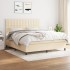 Cama box spring con colchón tela color crema 160x200