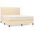 Cama box spring con colchón tela color crema 160x200