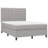 Cama box spring con colchón tela gris claro 140x200