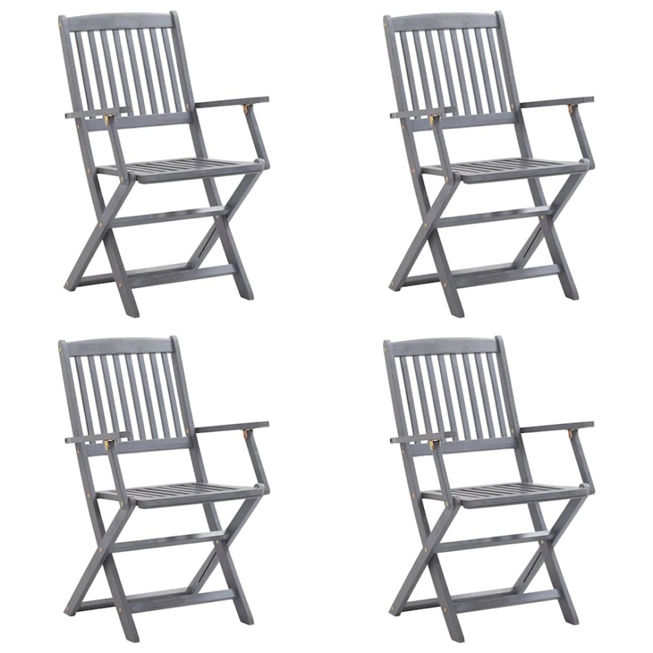 Sillas de jardín plegables 4 uds cojines madera maciza