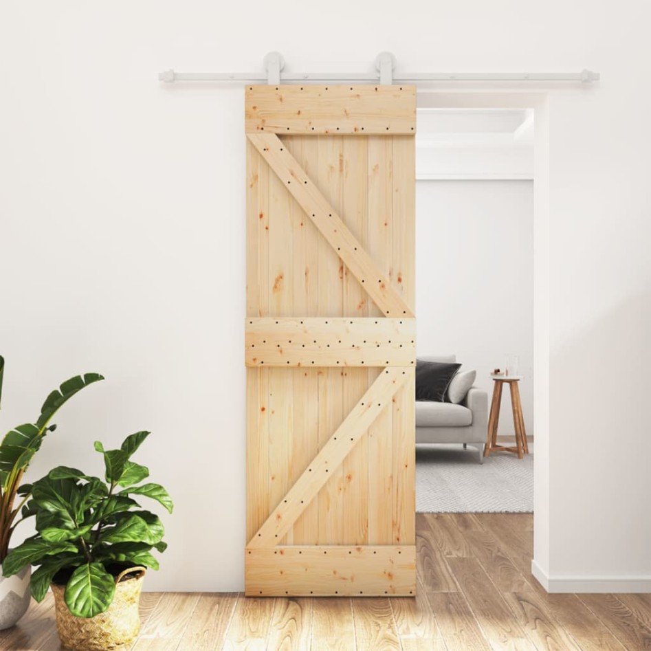 Puerta corredera con herrajes madera maciza de pino 70x210