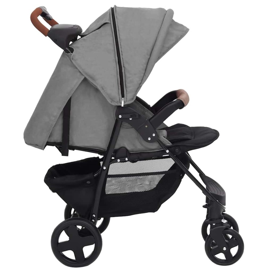 Carrito de bebés 2 en 1 de acero gris
