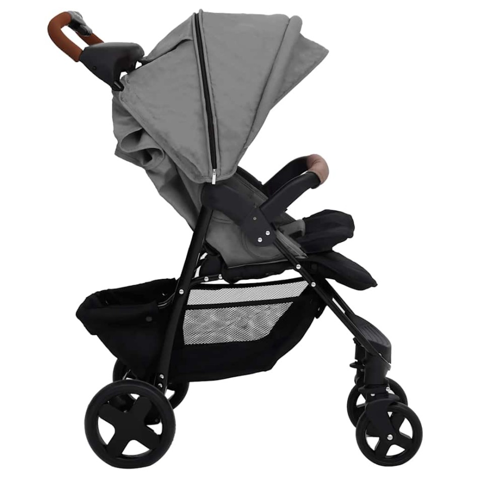 Carrito de bebés 2 en 1 de acero gris