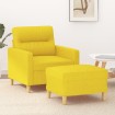 Sillón con taburete tela amarillo claro 60 cm