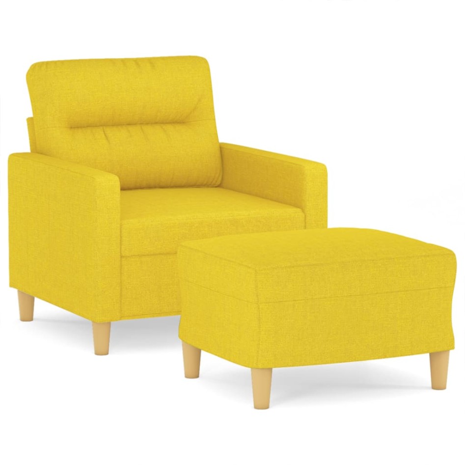 Sillón con taburete tela amarillo claro 60