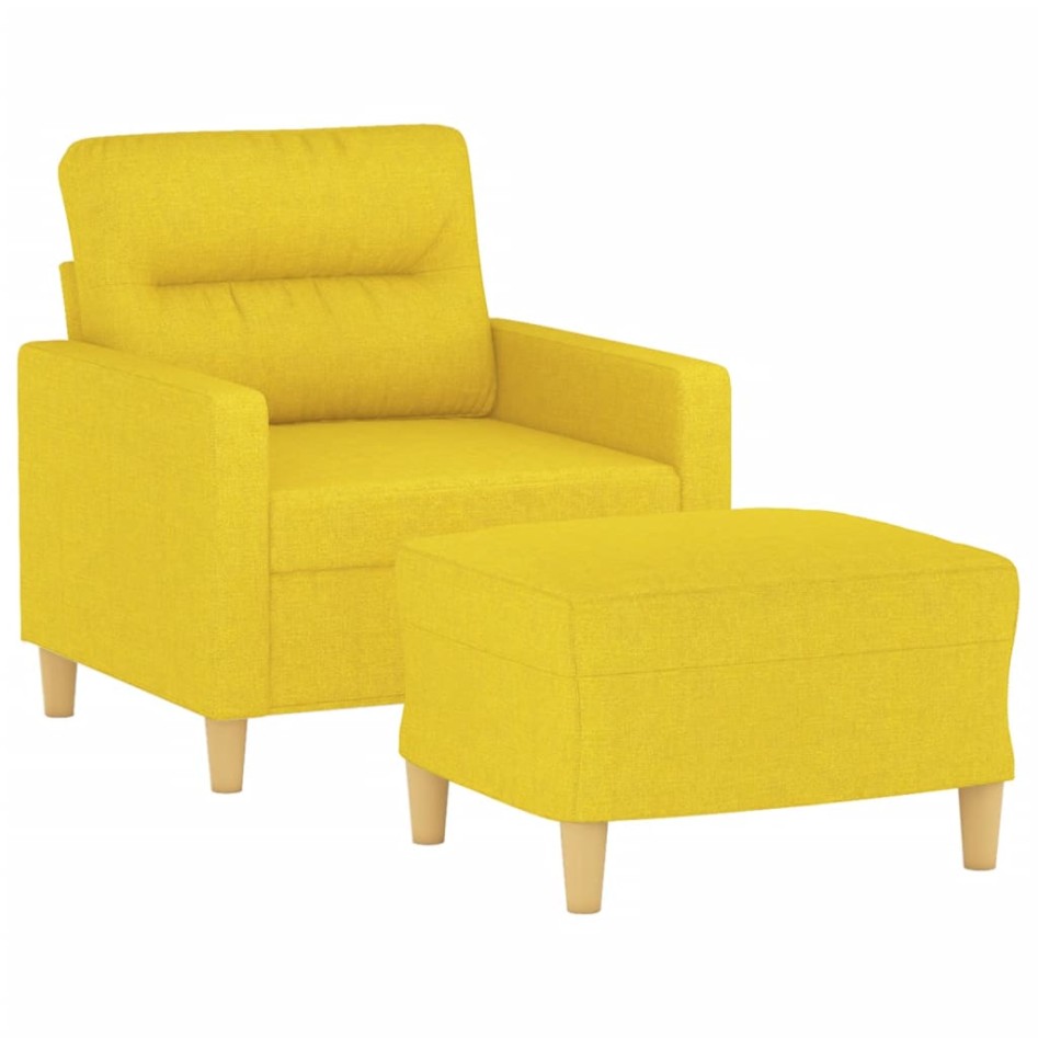 Sillón con taburete tela amarillo claro 60