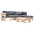 Muebles de palets de jardín con cojines arena 4 piezas