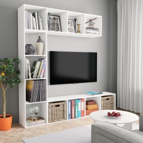 Mueble de TV y librería 3 piezas blanco 180x30x180