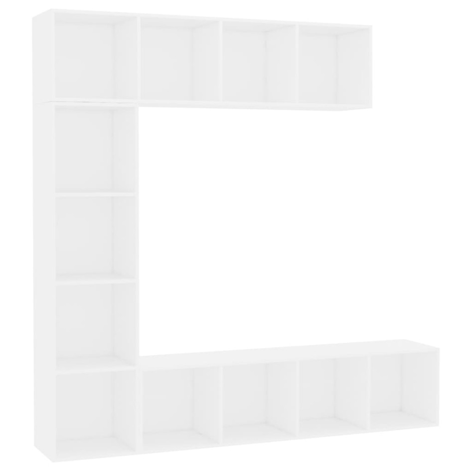 Mueble de TV y librería 3 piezas blanco 180x30x180