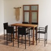 Conjunto de bar para jardín 7 piezas negro