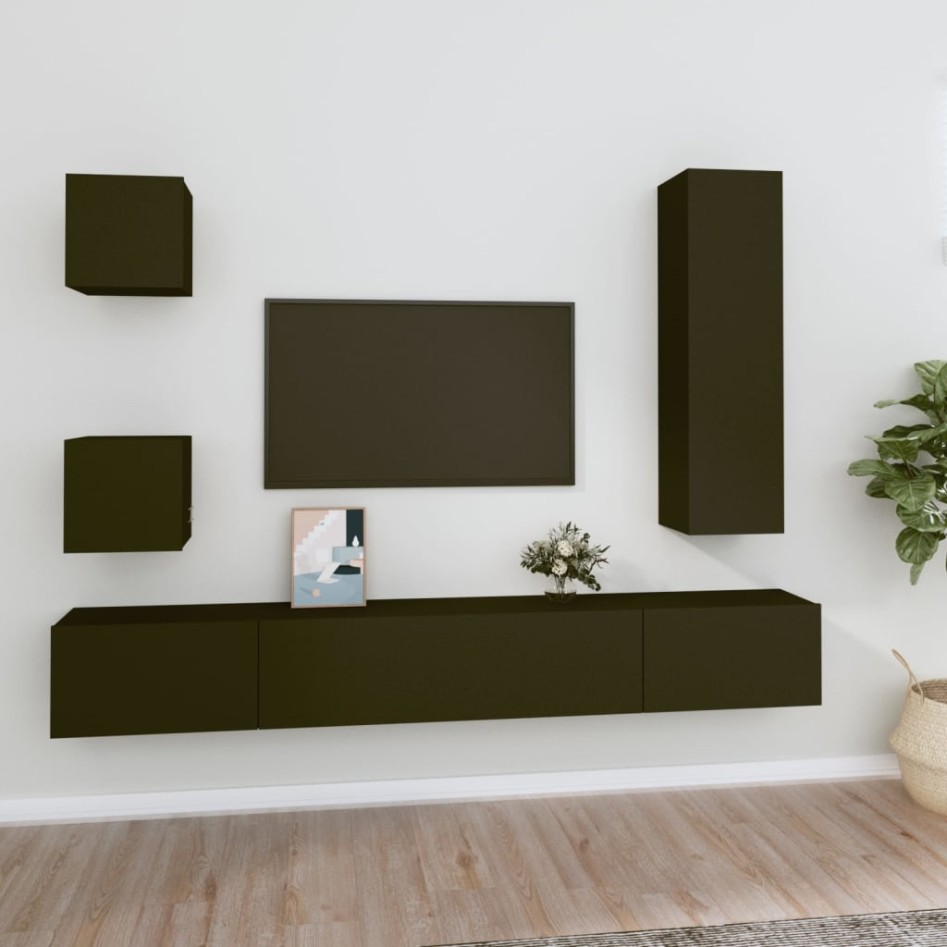 Set de muebles para TV 5 piezas madera contrachapada