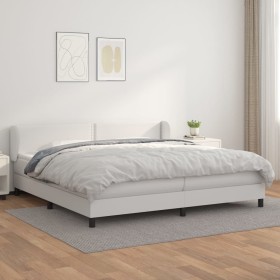 Cama box spring con colchón cuero sintético blanco 200x200
