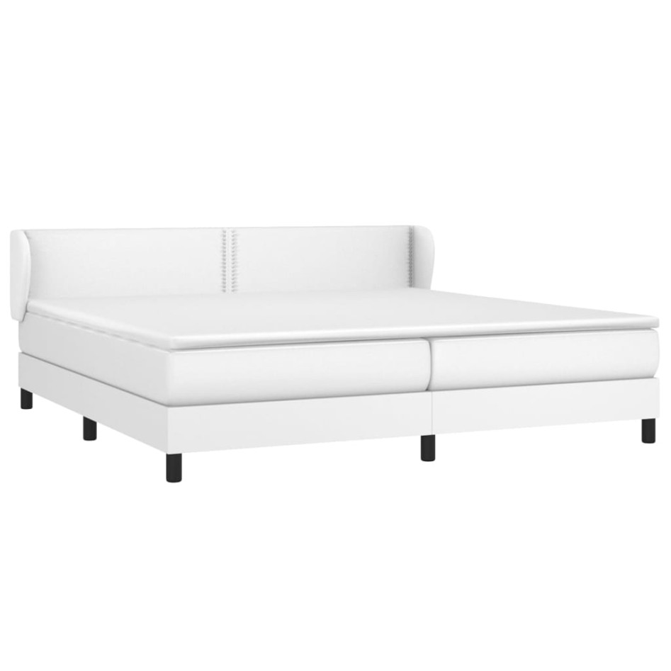 Cama box spring con colchón cuero sintético blanco 200x200