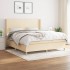 Cama box spring con colchón tela color crema 160x200