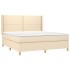 Cama box spring con colchón tela color crema 180x200