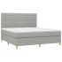 Cama box spring colchón y luces LED tela gris claro 180x200