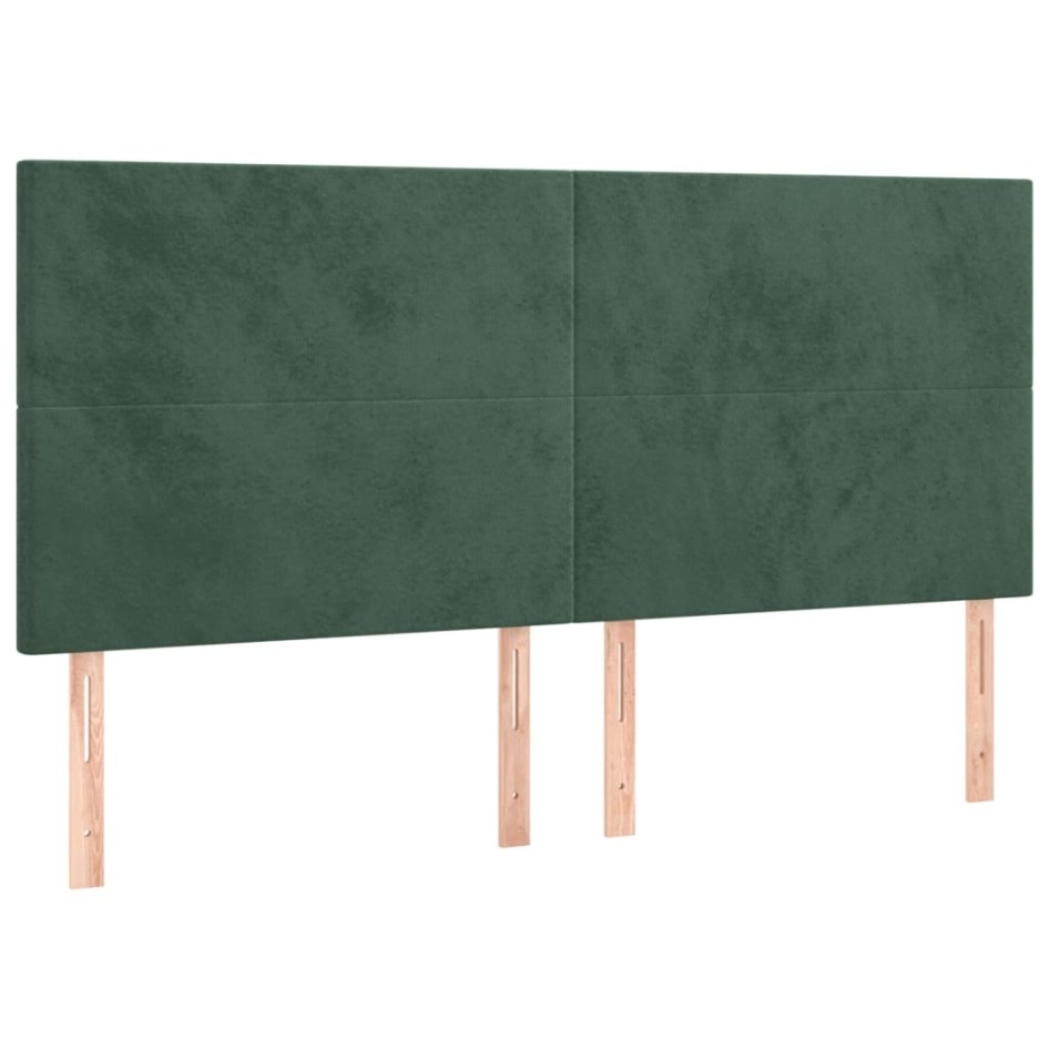 Cama box spring colchón y LED terciopelo verde oscuro