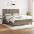 Cama box spring con colchón tela gris taupe 160x200