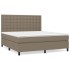 Cama box spring con colchón tela gris taupe 160x200