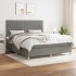 Cama box spring con colchón tela gris oscuro 180x200