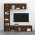 Set de estantería/mueble TV 3 pzas roble marrón 180x30x180
