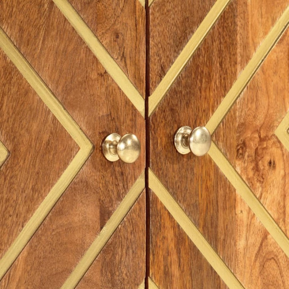 Juego muebles de baño 2 pzas madera maciza mango marrón y