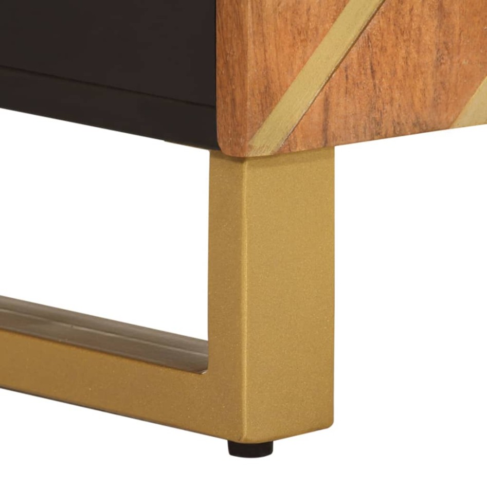 Juego muebles de baño 2 pzas madera maciza mango marrón y