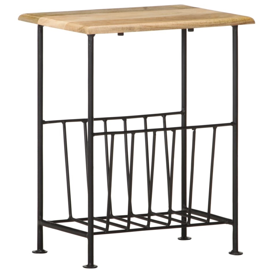 Revistero madera maciza de mango y acero 40x30x50